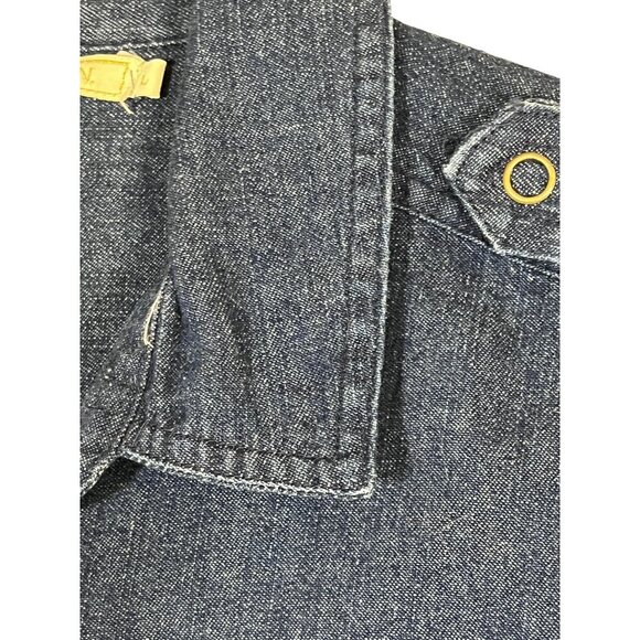 US Polo Denim Shirt L Blue Snaps Western Southwest Preppy Retro Classic Chic - Picture 6 of 15